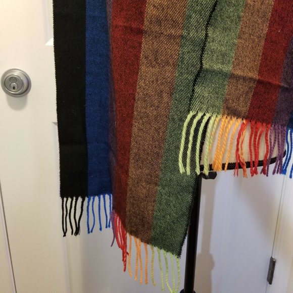 Cashmyarn By Berkshire Colorful Striped Scarf With Fringe Acrylic - Picture 7 of 8